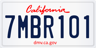 CA license plate 7MBR101