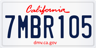 CA license plate 7MBR105