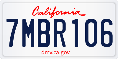CA license plate 7MBR106