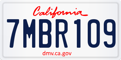 CA license plate 7MBR109