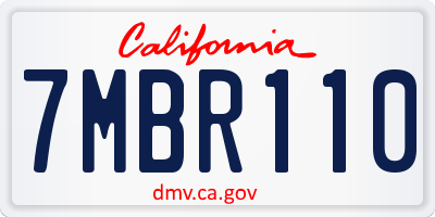 CA license plate 7MBR110