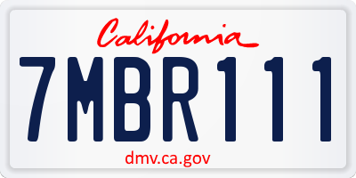 CA license plate 7MBR111