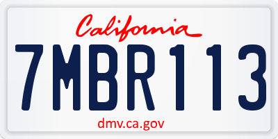 CA license plate 7MBR113
