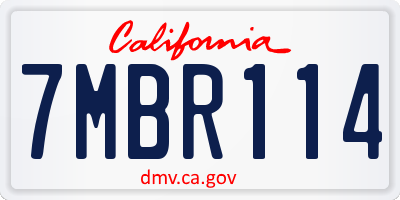 CA license plate 7MBR114