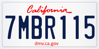 CA license plate 7MBR115