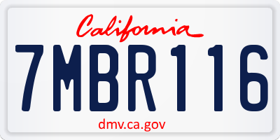 CA license plate 7MBR116