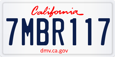 CA license plate 7MBR117