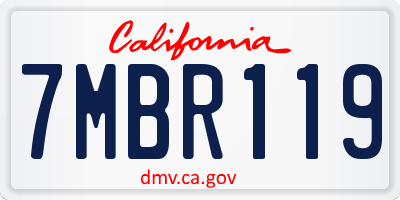 CA license plate 7MBR119
