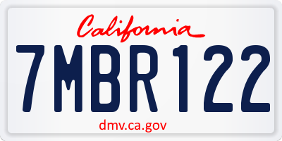 CA license plate 7MBR122