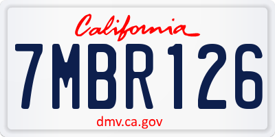 CA license plate 7MBR126