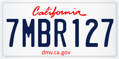 CA license plate 7MBR127