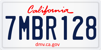 CA license plate 7MBR128