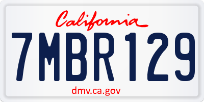 CA license plate 7MBR129