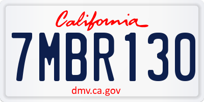 CA license plate 7MBR130