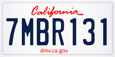 CA license plate 7MBR131