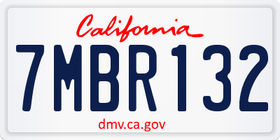 CA license plate 7MBR132