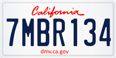 CA license plate 7MBR134