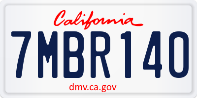 CA license plate 7MBR140