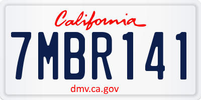 CA license plate 7MBR141