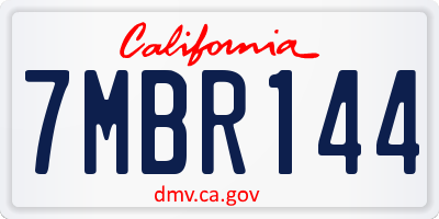 CA license plate 7MBR144