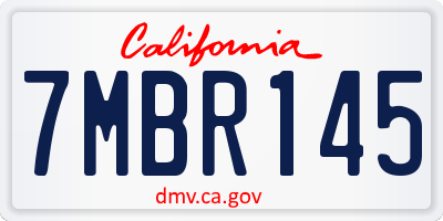CA license plate 7MBR145