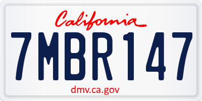 CA license plate 7MBR147
