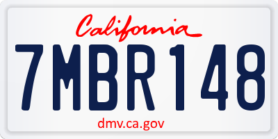 CA license plate 7MBR148
