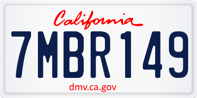 CA license plate 7MBR149