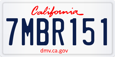 CA license plate 7MBR151