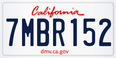 CA license plate 7MBR152