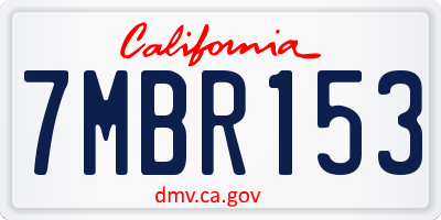 CA license plate 7MBR153