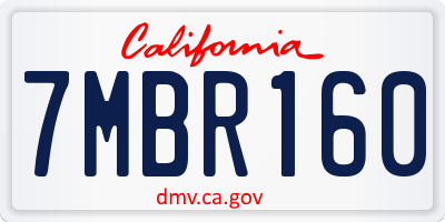 CA license plate 7MBR160