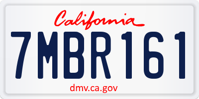CA license plate 7MBR161