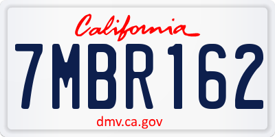 CA license plate 7MBR162