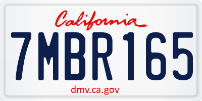 CA license plate 7MBR165