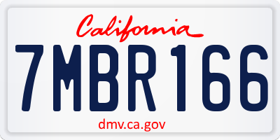 CA license plate 7MBR166