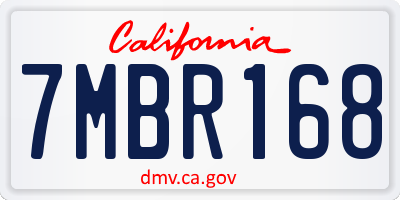 CA license plate 7MBR168