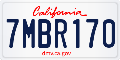 CA license plate 7MBR170