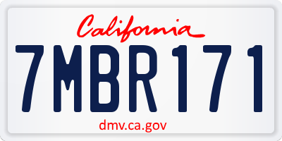 CA license plate 7MBR171
