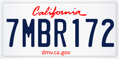 CA license plate 7MBR172