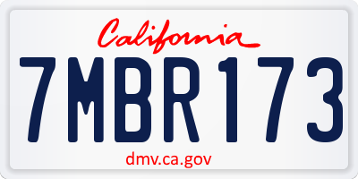 CA license plate 7MBR173
