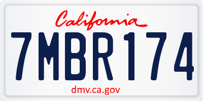 CA license plate 7MBR174