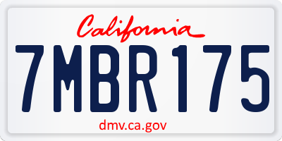 CA license plate 7MBR175
