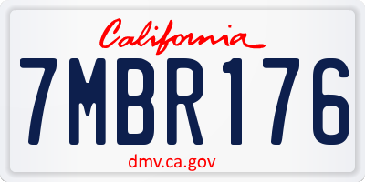 CA license plate 7MBR176