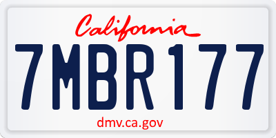 CA license plate 7MBR177