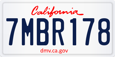 CA license plate 7MBR178