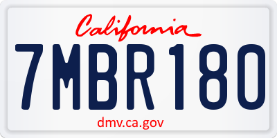 CA license plate 7MBR180