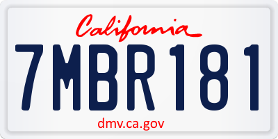 CA license plate 7MBR181