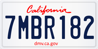 CA license plate 7MBR182