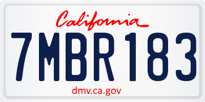 CA license plate 7MBR183